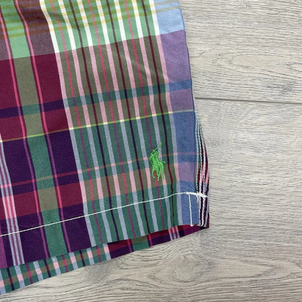 Polo Ralph Lauren Multicolor Plaid Swim Trunks Men Sz L Mesh Lined Prep